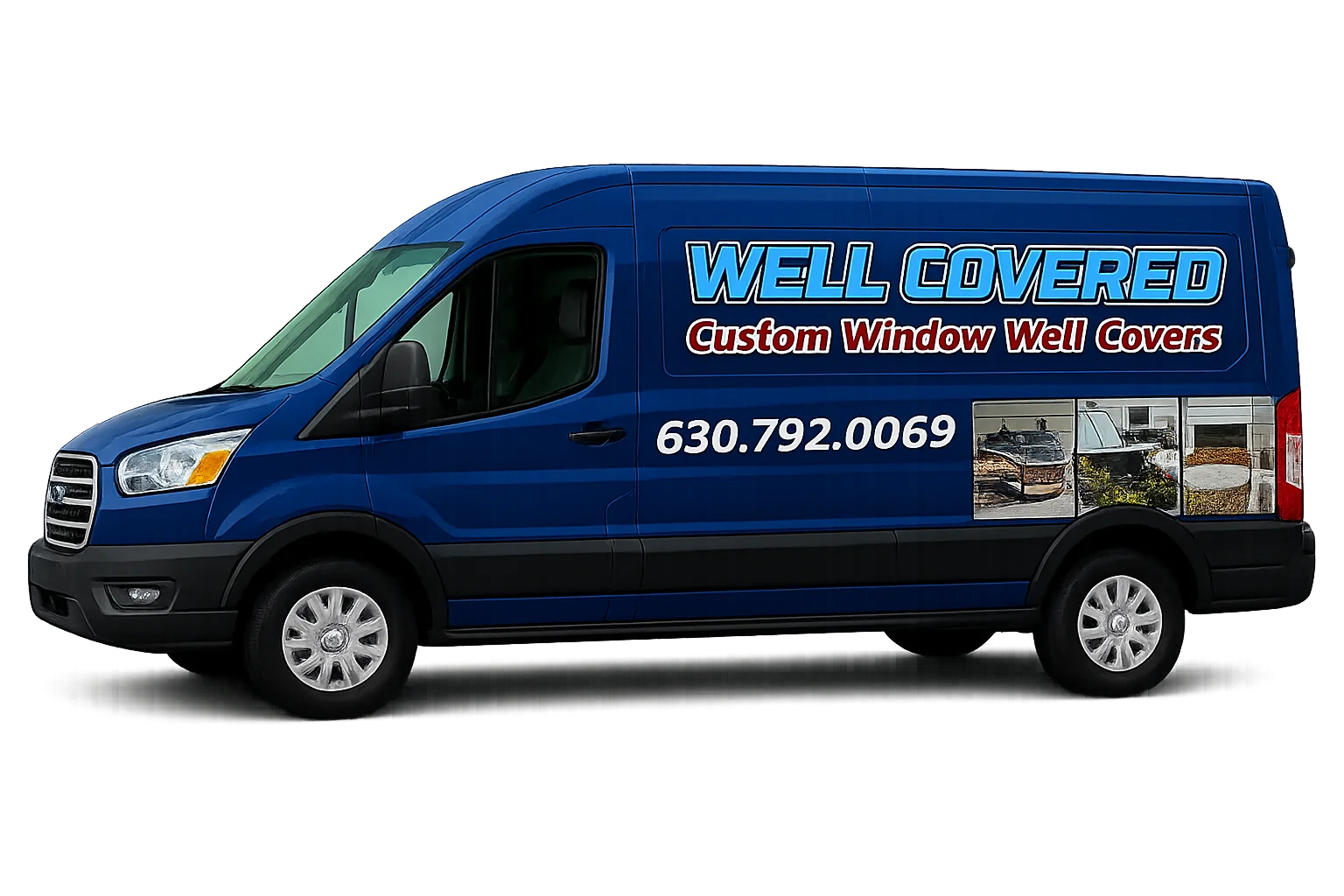 Well Covered Window Wells service van with phone number (630) 792-0069