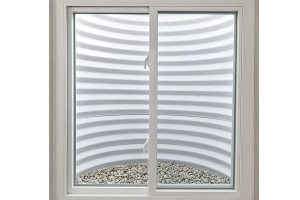 New white vinyl basement replacement window installed with clean gravel base